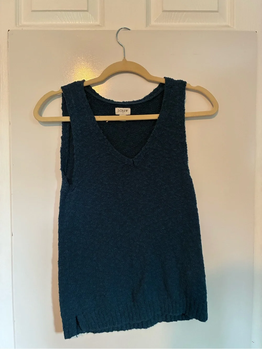 J. Crew Teal Knit V-Neck Sleeveless Shell